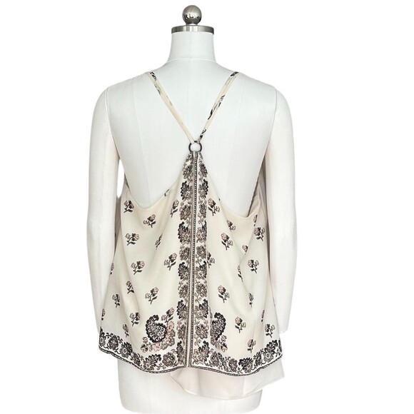 maurices Tank Top Womens XL Ivory Floral Border Print Swing Cami Boho - Picture 8 of 10